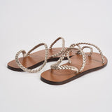 Sandali donna infradito oro intrecciato Q4.4Y0 PLATINUM MANEBI' 