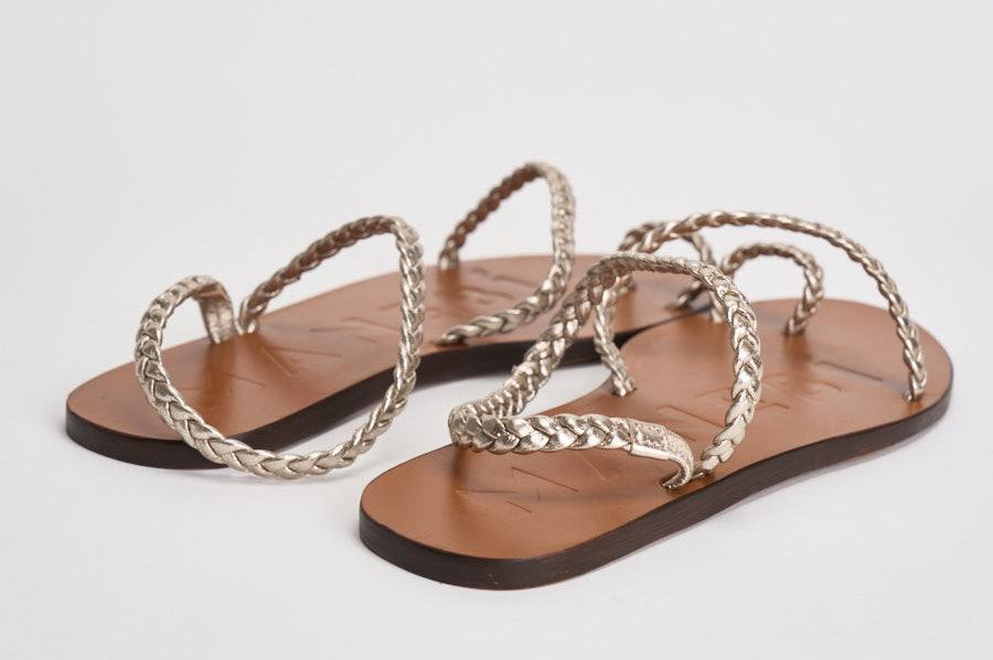 Sandali donna infradito oro intrecciato Q4.4Y0 PLATINUM MANEBI' 