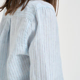 Camicia donna in lino a righe azzurre e bianche 211A96158 003 RALPH LAUREN 