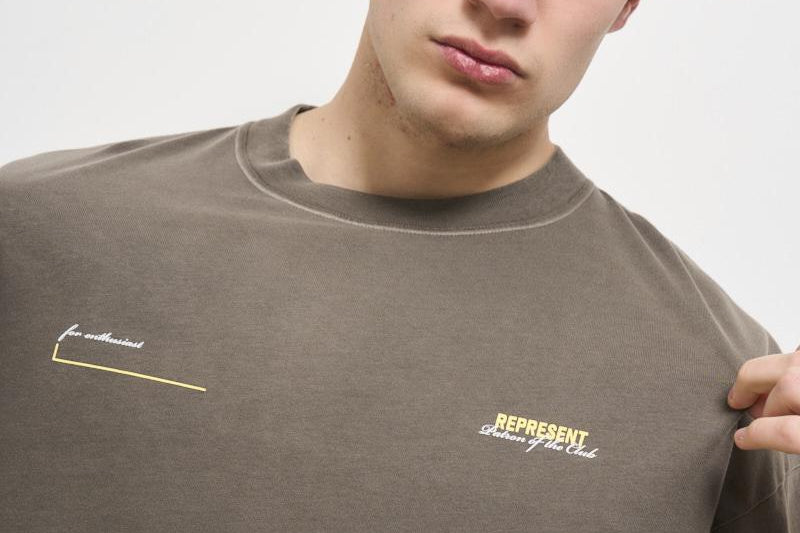 T-shirt uomo tortora con logo MLM4274 16WASHED OLIVE REPRESENT 