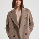Cappotto lungo donna doppiopetto tortora MYRNA DEBORA81 ACCADEMIE TESSILI 