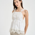 Top donna con ricami bianco W08170581 WHITE MAURIZIO MYKONOS 