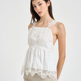 Top donna con ricami bianco W08170581 WHITE MAURIZIO MYKONOS 