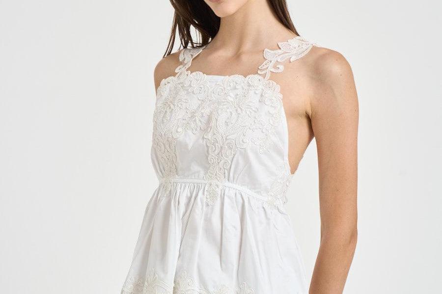 Top donna con ricami bianco W08170581 WHITE MAURIZIO MYKONOS 