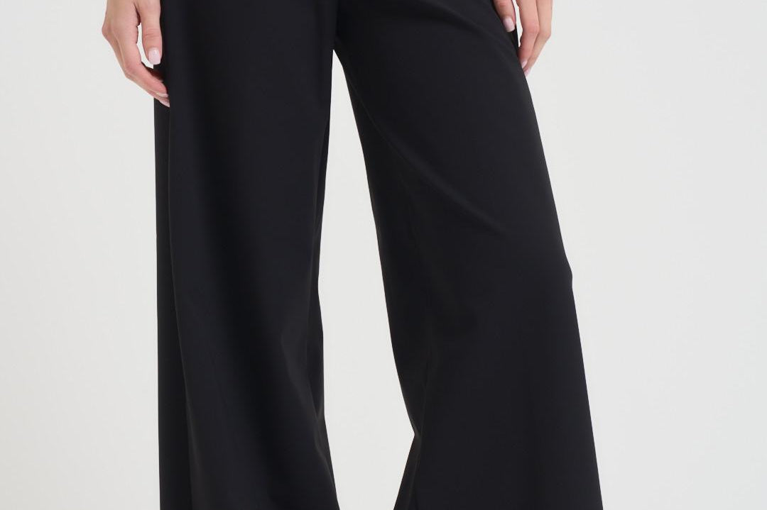 Pantalone donna a palazzo nero W25701 10 RRD 