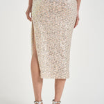 Gonna donna full paillettes cipria 609GO UNICA ACTUALEE 