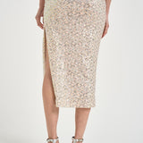 Gonna donna full paillettes cipria 609GO UNICA ACTUALEE 
