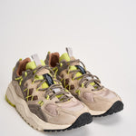 Sneakers uomo Yamabushi beige e lime YAMABUSHIM 1D87LIME FLOWER MOUNTAIN 