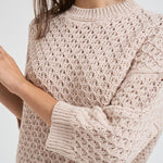 Maglia donna girocollo traforata beige A99314F05 947 PESERICO 