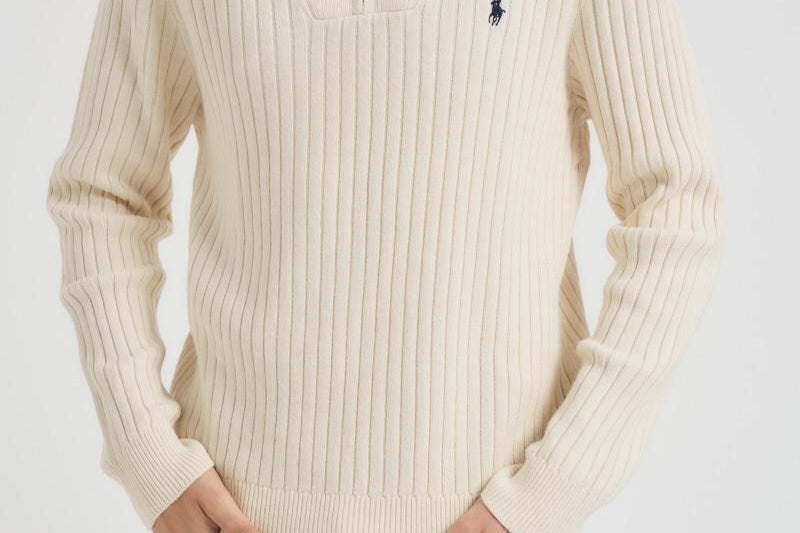Maglia uomo a costine panna 710974167 003 RALPH LAUREN 