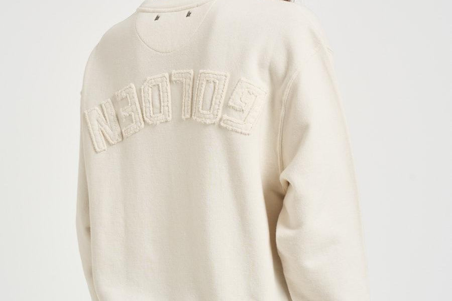 Felpa donna girocollo panna GUP01872 P00157911560 GOLDEN GOOSE 