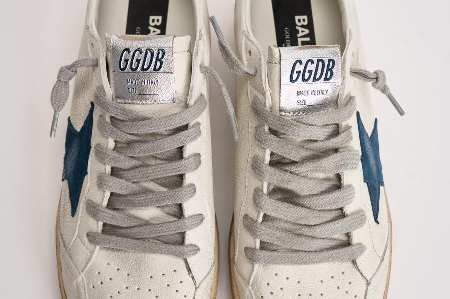 Sneakers uomo Ball Star bianco e blu GMF00117 F00757111660 GOLDEN GOOSE 