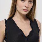 Top donna nero in lino D311664 BEACH25013 P.a.r.o.s.h. 
