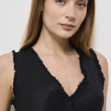 Top donna nero in lino D311664 BEACH25013 P.a.r.o.s.h. 