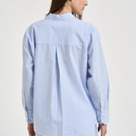 Camicia donna a righe azzurra e bianca CYS0001 AMA31 MC2 SAINT BARTH 