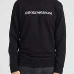 Felpa uomo girocollo nera con stampa logo 8N1MR6 1JRIZF009 EMPORIO ARMANI 