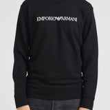 Felpa uomo girocollo nera con stampa logo 8N1MR6 1JRIZF009 EMPORIO ARMANI 