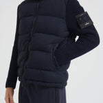 Piumino uomo con maniche in maglia blu 4100098 S0F26V0020 STONE ISLAND 