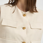 Gilet donna corto avorio D410047G RAISA26003 P.a.r.o.s.h. 