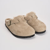 Scarpa donna Boston con pelliccia di agnello taupe 1028299 TAUPE BIRKENSTOCK 
