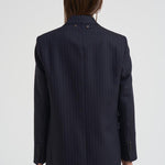 Giacca monopetto donna gessata blu navy GWP02461 P00209850629 GOLDEN GOOSE 