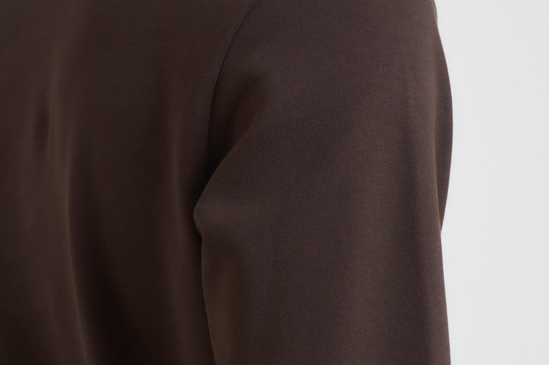 Felpa uomo girocollo in pile marrone SH9608 SKB LACOSTE 