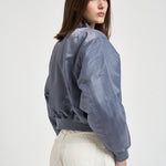 Bomber donna cropped in nylon grigio 12156 DARKGREY ANINE BING 