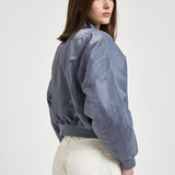 Bomber donna cropped in nylon grigio 12156 DARKGREY ANINE BING 