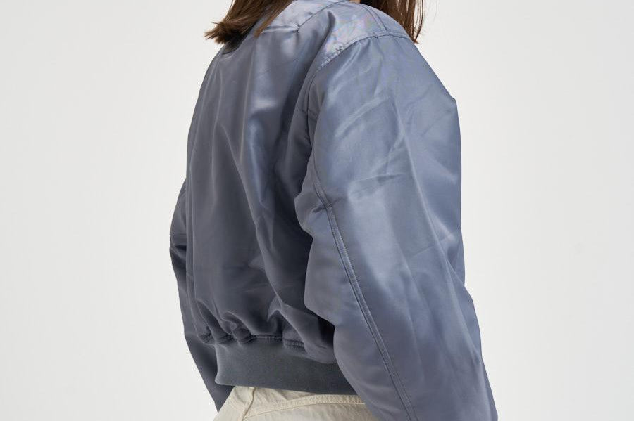 Bomber donna cropped in nylon grigio 12156 DARKGREY ANINE BING 