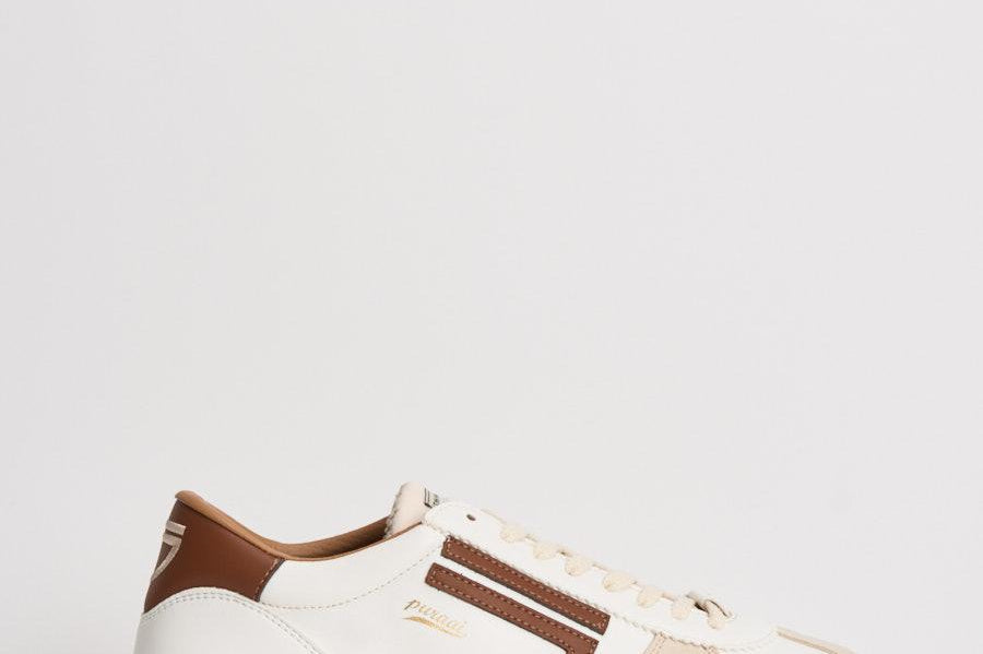 Sneakers uomo Vintage Whale bianche e marrone VINTAGE BARK PURAAI 