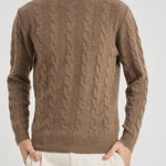 Maglia uomo girocollo a treccia tortora 25FCCM010439 114 ACCADEMIE TESSILI 