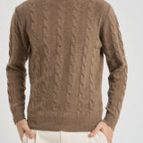 Maglia uomo girocollo a treccia tortora 25FCCM010439 114 ACCADEMIE TESSILI 