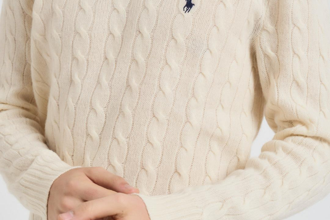 Maglia uomo a trecce panna 710876762 010 RALPH LAUREN 