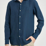 Camicia uomo Pamplona in lino blu LINEN 61 MC2 SAINT BARTH 