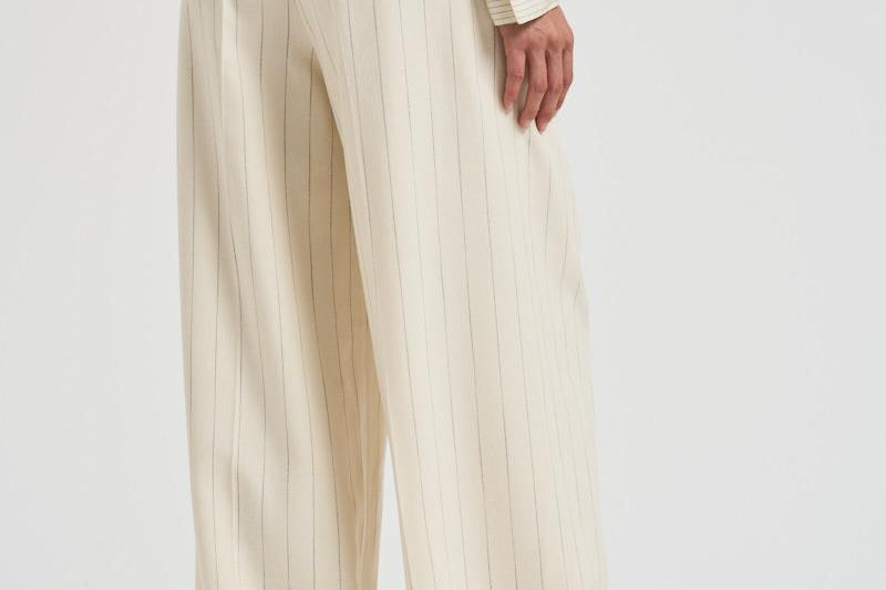 Pantalone donna Lou a palazzo gessato panna 10863 MTL66 ANINE BING 