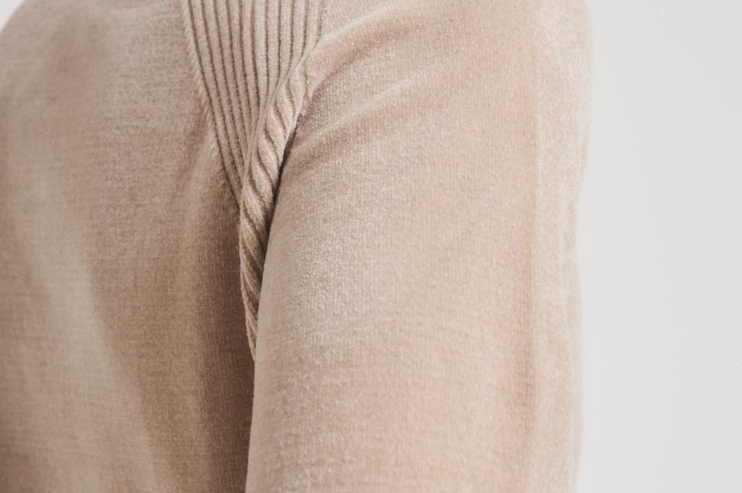 Maglia uomo girocollo in ciniglia beige W25132 32 RRD 