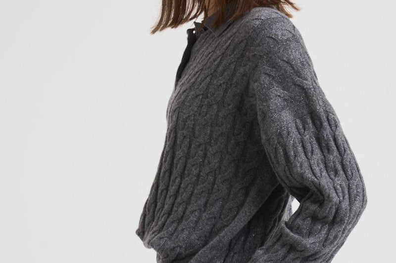 Polo donna Magnolie a trecce grigia 2025302 GRAPHITE LISA YANG 