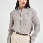 Camicia donna a righe marroni 211A96158 007 RALPH LAUREN 
