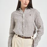 Camicia donna a righe marroni 211A96158 007 RALPH LAUREN 