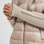 Bomber donna in nylon e maglia beige PI00138DR 1985 HERNO 