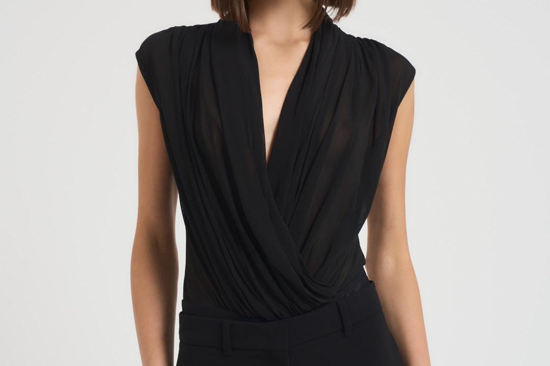 Body donna in jersey di viscosa nero VALLE 003 MAX MARA STUDIO 