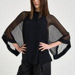 Blusa donna Sheer Raglan Blouse nera 32105 1433BLACK FILIPPA K 
