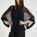 Blusa donna Sheer Raglan Blouse nera 32105 1433BLACK FILIPPA K 