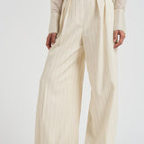 Pantalone donna Lou a palazzo gessato panna 10863 MTL66 ANINE BING 