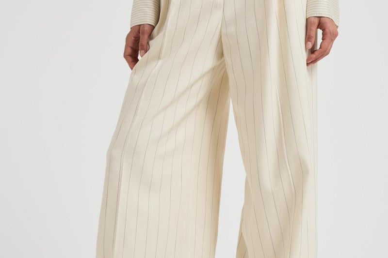 Pantalone donna Lou a palazzo gessato panna 10863 MTL66 ANINE BING 