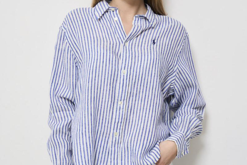 Camicia donna a righe celeste 211935130 006 RALPH LAUREN 