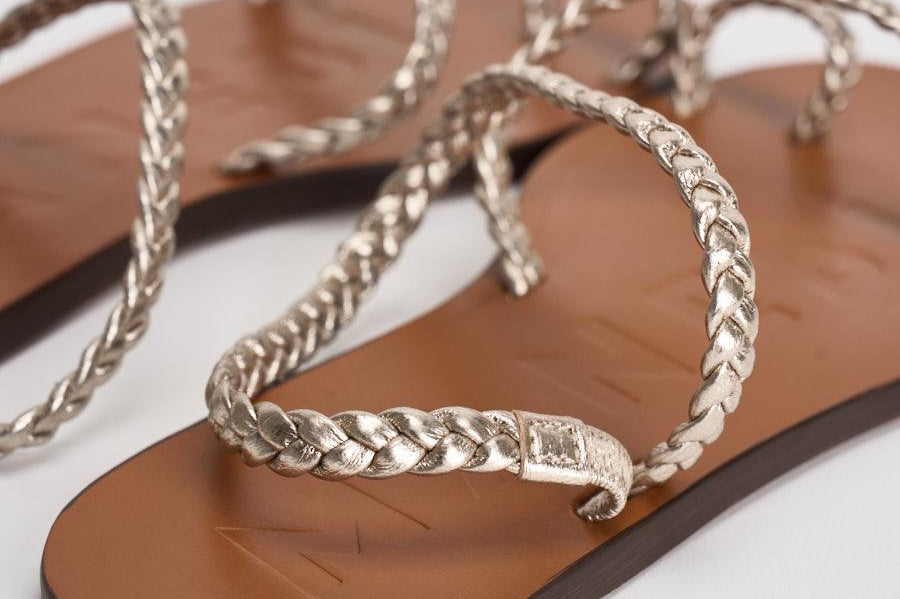 Sandali donna infradito oro intrecciato Q4.4Y0 PLATINUM MANEBI' 