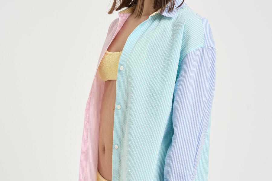Camicia donna a righe multicolor CYS0001 MIX MC2 SAINT BARTH 