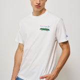 T-shirt uomo girocollo bianca con stampa SAVEFORCAR 01NEB MC2 SAINT BARTH 