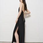 Abito donna lungo Selena Dress nero 625SS6603A BLACK DANAME 
